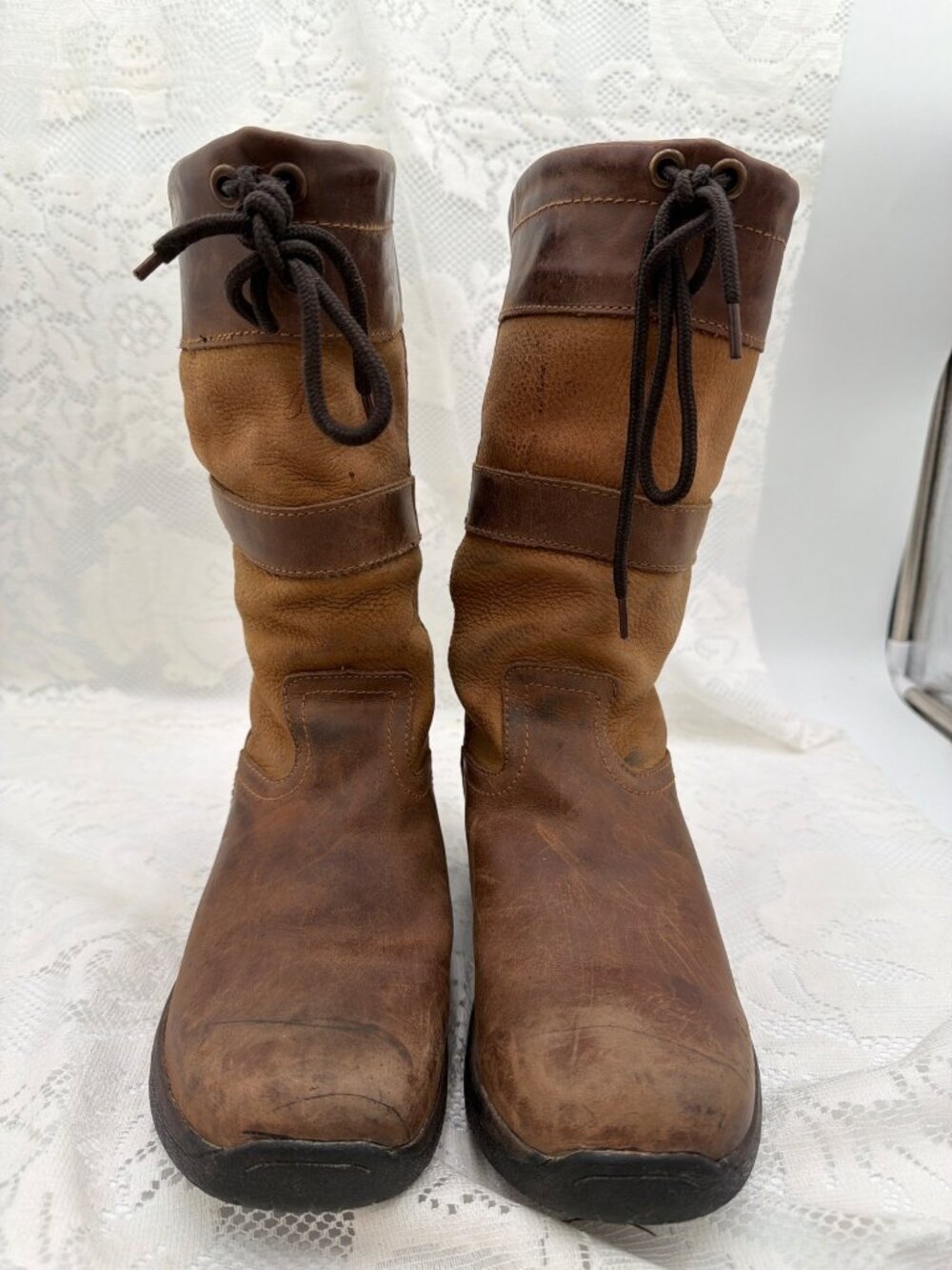 Dublin River Boots Brown Leather Mid-Calf Water Durable Rubber Soles size 7.5 M
